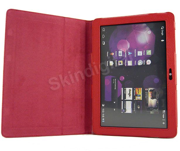 For Samsung Galaxy Tab 10.1 Red GENUINE LEATHER Case Cover P7510 P7500 