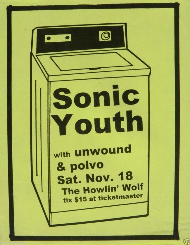 SONIC YOUTH/UNWOUND/POLVO 1995 NEW ORLEANS WASHING MACHINE TOUR 