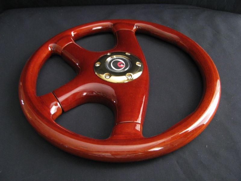 NEW 14 CUSTOM MAHOGANY WOOD GRAIN STEERING WHEEL  