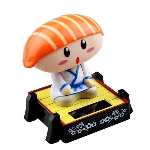 Japanese Cuisine Sushi Solar Bobblehead Toy Car Decor  