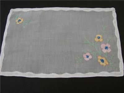 VINTAGE COCKTAIL NAPKINS MADEIRA ORGANDY PASTEL FLOWERS MINT UNUSED 