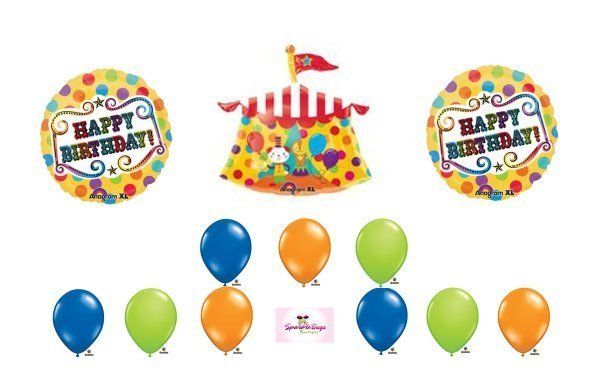 Circus Tent Big Top Mylar Latex Balloon Set Lot Happy Birthday Party 