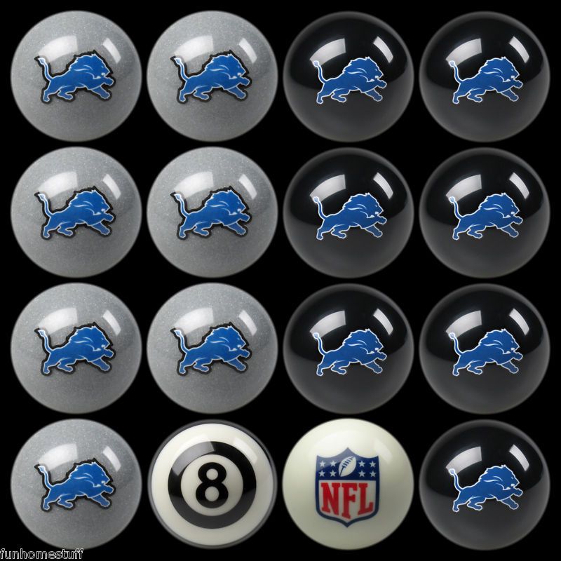 NFL DETROIT LIONS BALLS POOL / BILLIARD TABLE BALL SET  