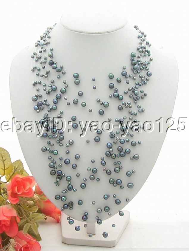 Starriness 18Strds Black Pearl Necklace  