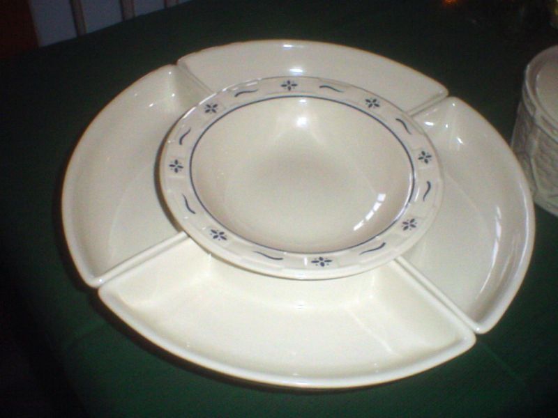 Longaberger CLASSIC BLUE CRESCENT DISHES & PASTA BOWL  