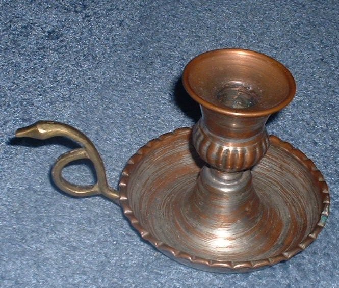 Vintage COPPER BRASS cobra serpent CANDLE HOLDER forged  