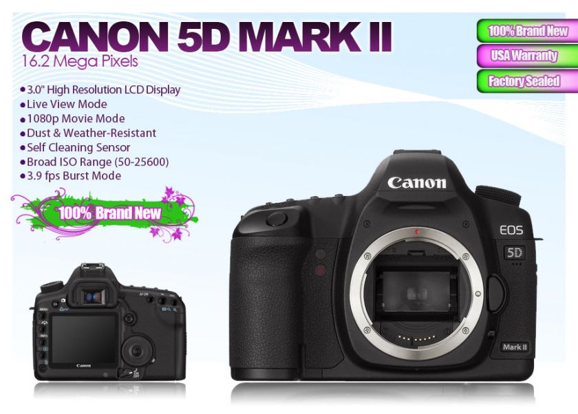 USA Canon 5D Mark II + 7 Lens Kit 28 135 IS, 50, 650 1300 + 32GB 