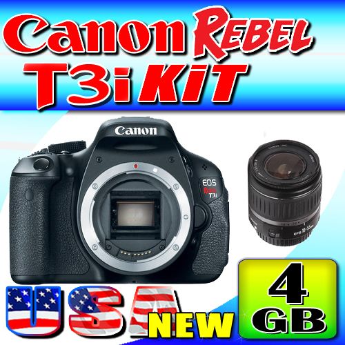 Canon EOS Rebel T3i w/18 55mm II IS lens + Large Bonus BUNDLE 