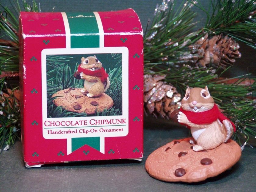   Hallmark 1987 Chocolate Chipmunk Clip Ornament Chocolate Chip Cookie