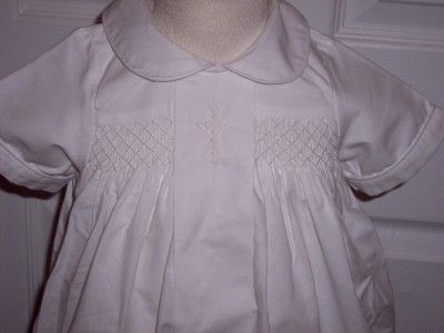 Sweet Dreams Boys Christening Baptism Bubble Set Outfit Smocked Cross 