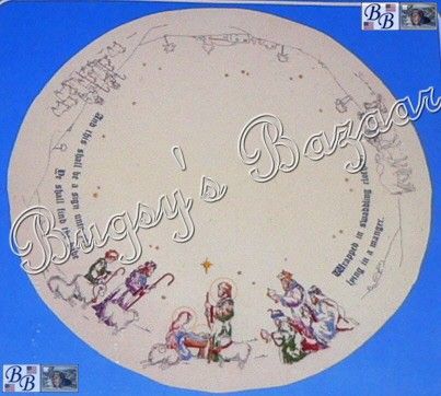 Dimensions NATIVITY Christmas Tree Skirt Stamped Cross Stitch Kit 