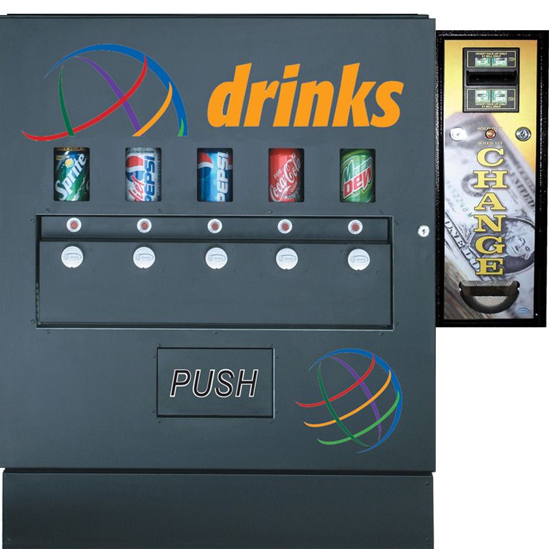 BV 155 Compact Soda Drink Vending Machine + CM 1050 Bill Changer