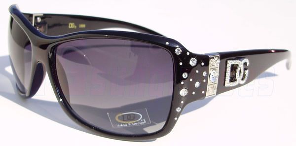 DG Sunglasses Womens Rhinestones Black Designer Shades  