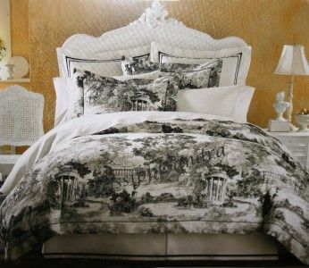 Court of Versailles Black White Toile 5pc Comforter SET  