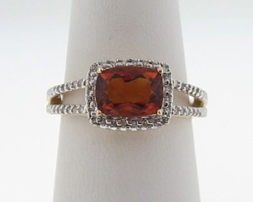 Natural Citrine Diamonds Solid 14k Two Tone Gold Ring  