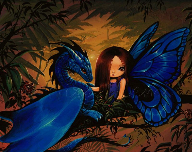 Fairy Dragon Fantasy PRINT of painting art Nico  