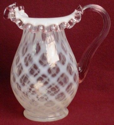 FENTON crystal APPLE BLOSSOM CREST Diamond Optic JUG reintroduced in 