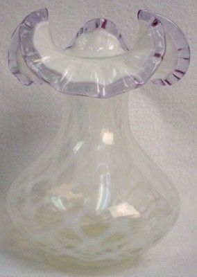 FENTON crystal APPLE BLOSSOM CREST Diamond Optic VASE 7 reintroduced 