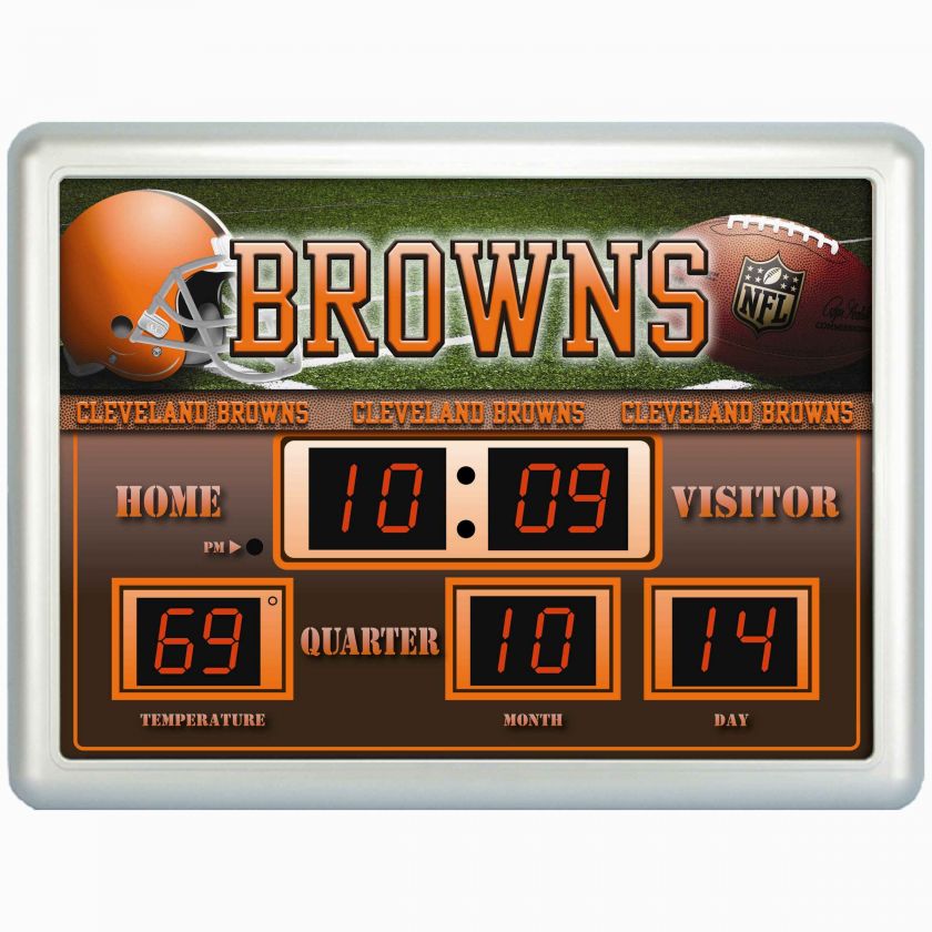 Cleveland Browns NFL Football Scoreboard Digital Wall Clock w/ Temp 