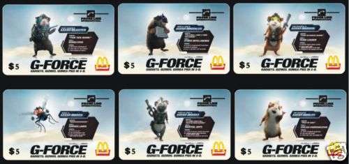 M01113 USA phone cards Mcdonalds G FORCE 6pcs  