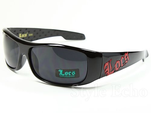 Dark LOCS Sunglasses Mens Gangster Shades Red Logo  