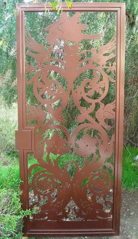 WOOD GATE METAL CONTEMPORARY IRON GARDEN HANDCRAFTED ENTRY MODERN 5 FT 