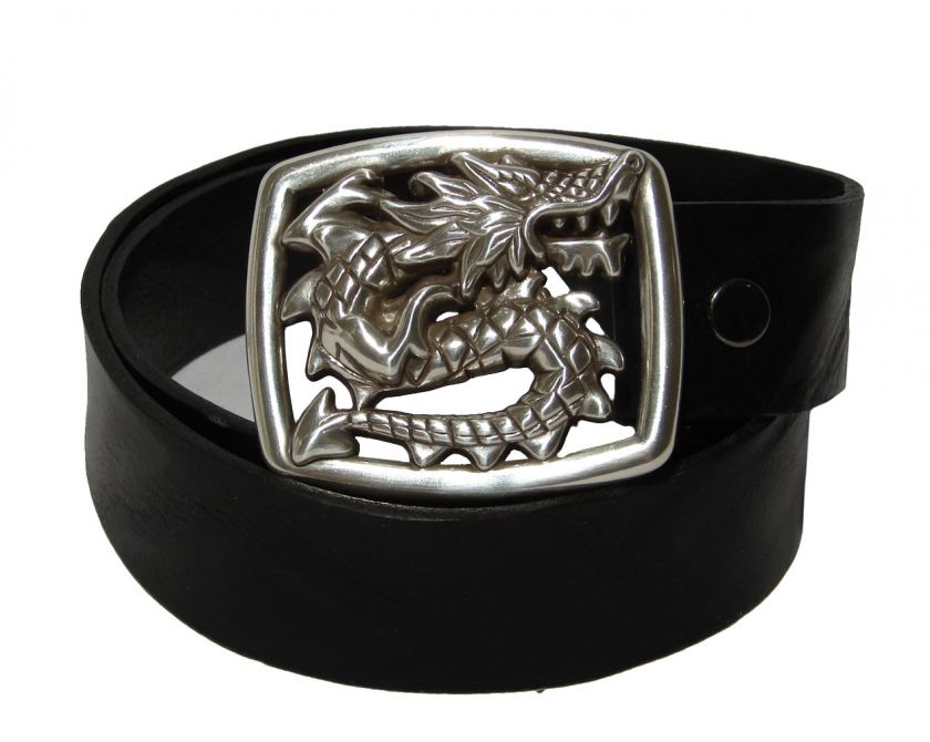 Tobacco Road Rocker Belt Italian Leather Dragon Metal Buckle  