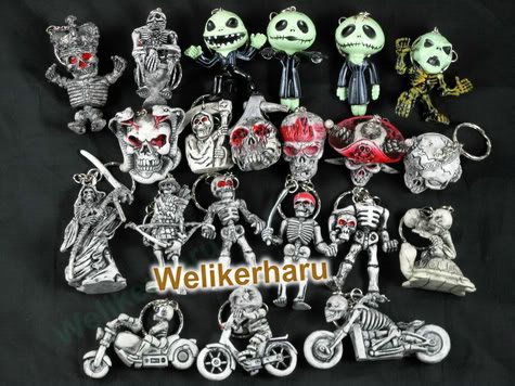 SKULL MOTORCYCLE SKELETON BONES MANS 3D PHONE KEYCHAIN  