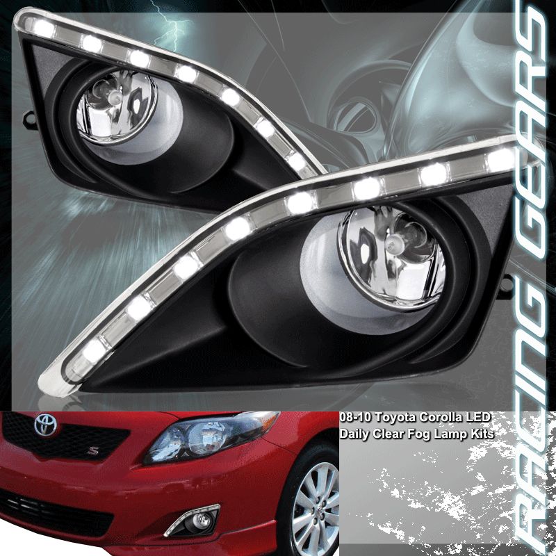   Corolla Sedan White DRL LED Bumper Driviing Fog Lights Lamps+Bulbs