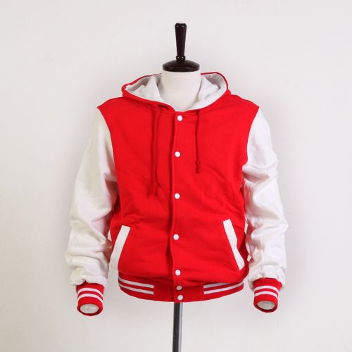 Hoodie Varsity Letterman College Baseball Jacket RED  