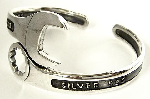 SPANNER WRENCH STERLING 925 SILVER MENS BANGLE BRACELET  