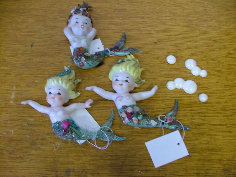 Trio of Ceramic wall hanging Mermaids circa 1950  as  