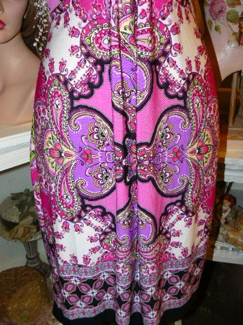 GLAMOUR GIRL Slinky Curvy PINK PAISLEY Sexy DRESS 14  