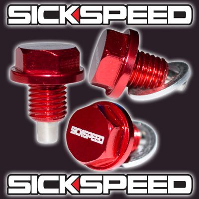 SICKSPEED RED ANODIZED MAGNETIC OIL DRAIN PLUG 12X1.25 12 X 1.25mm M12 