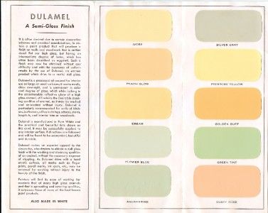 1951 BENJAMIN MOORE DULAMEL INT. PAINT COLOR SAMPLES  