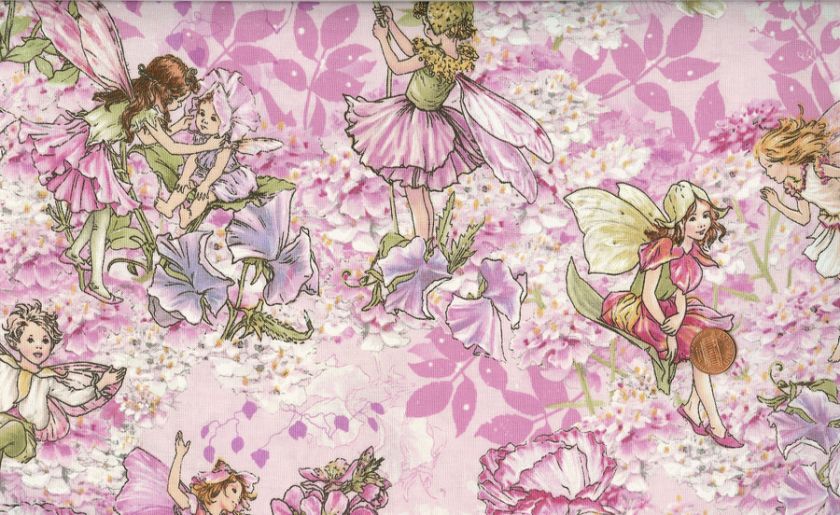 PETAL FLOWER FAIRIES ALLOVER PINK FABRIC   MILLER  