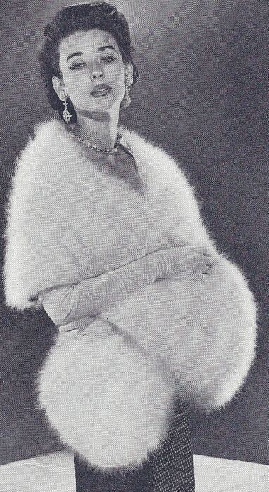 Vintage Knitting PATTERN to make Angora Stole Wrap Formal NOT finished 