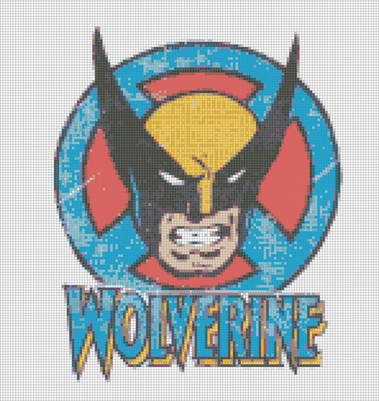 Retro X Men Wolverine Comic Book Cross Stitch Pattern  