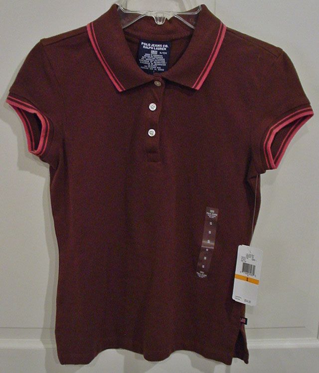 RALPH LAUREN GIRLS BROWN POLO SHIRT SZ 7 NWT  