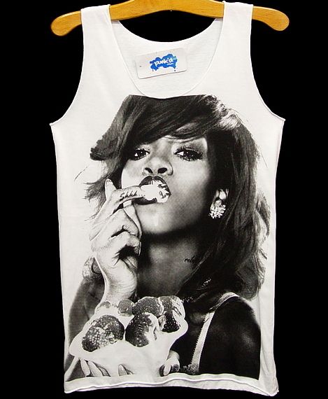 RIHANNA Shhh. Pop R&B Tank T Shirt lady gaga Remix M  