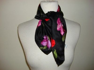 ELAINE GOLD BLACK SCARF HEAD WRAP PINK RED FLOWER NEW  