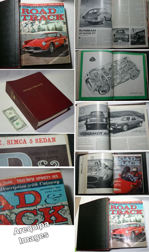 1962 Road & Track Magazines Full year 12 issues album  