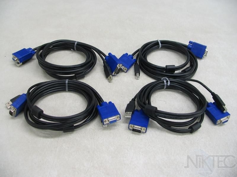 LOT OF 4 CABLES TO GO VGA USB 2.0 TO KVM CABLES 6FT  