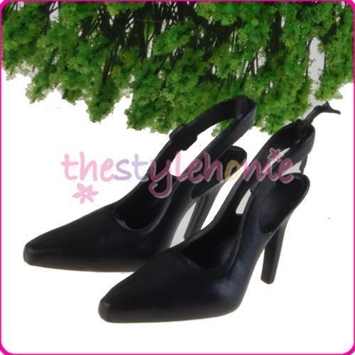 Doll Clothes Accessory Black High heel Shoes for Barbie  