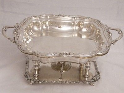 RARE VINTAGE SILVSER PLATE CHAFING DISH SERVING TRAY BUFFET SERVER 