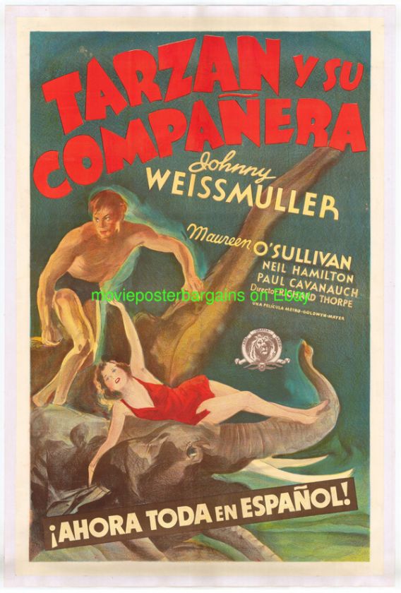 TARZAN AND HIS MATE MOVIE POSTER LB FINE 1934 SPANISH  